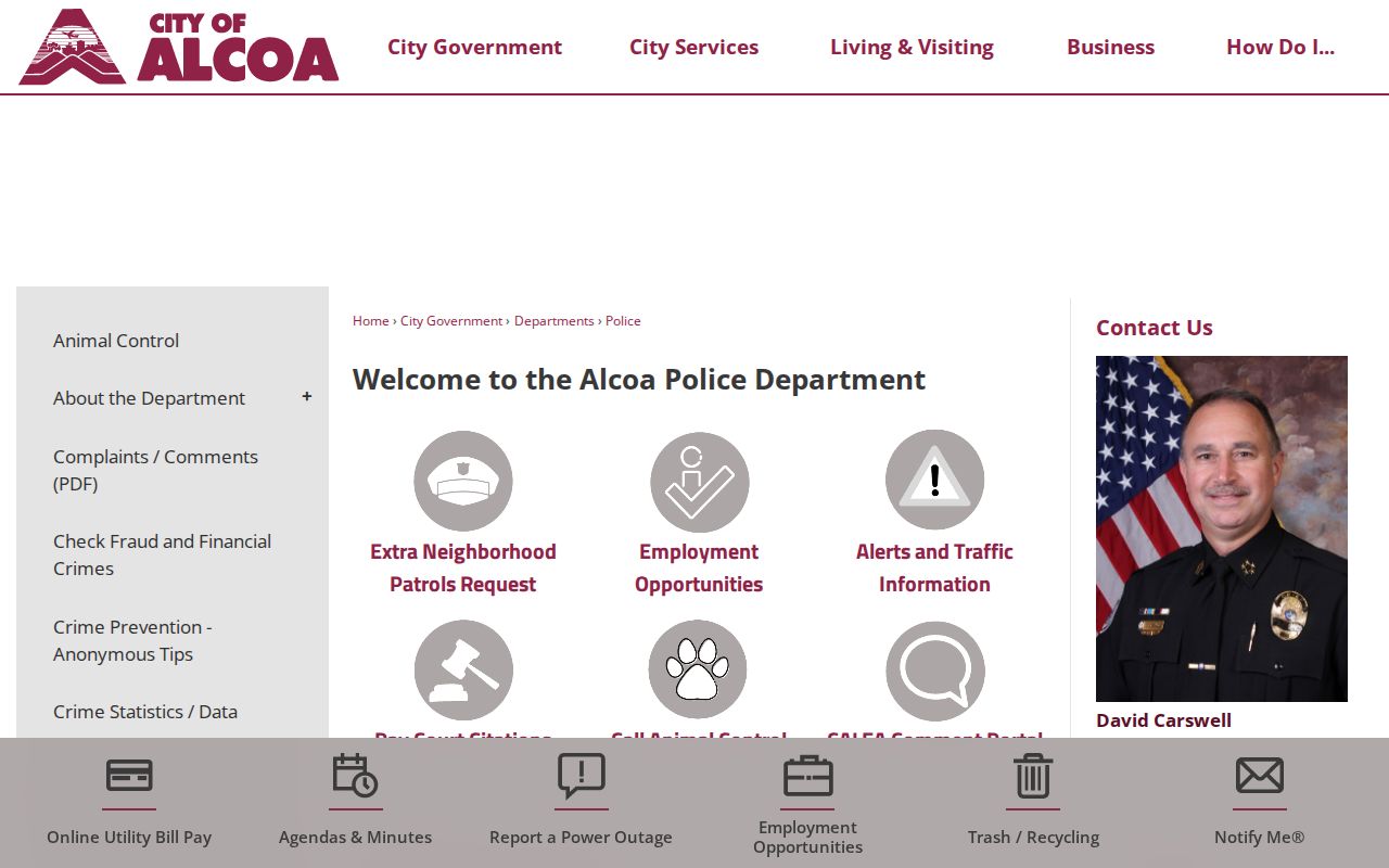 Alcoa Police official records source for recent arrests