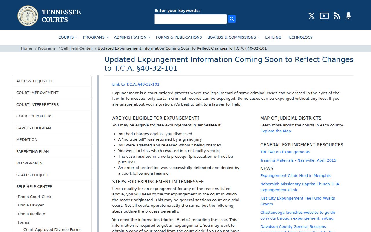 Tennessee expungement forms for Blount arrest records